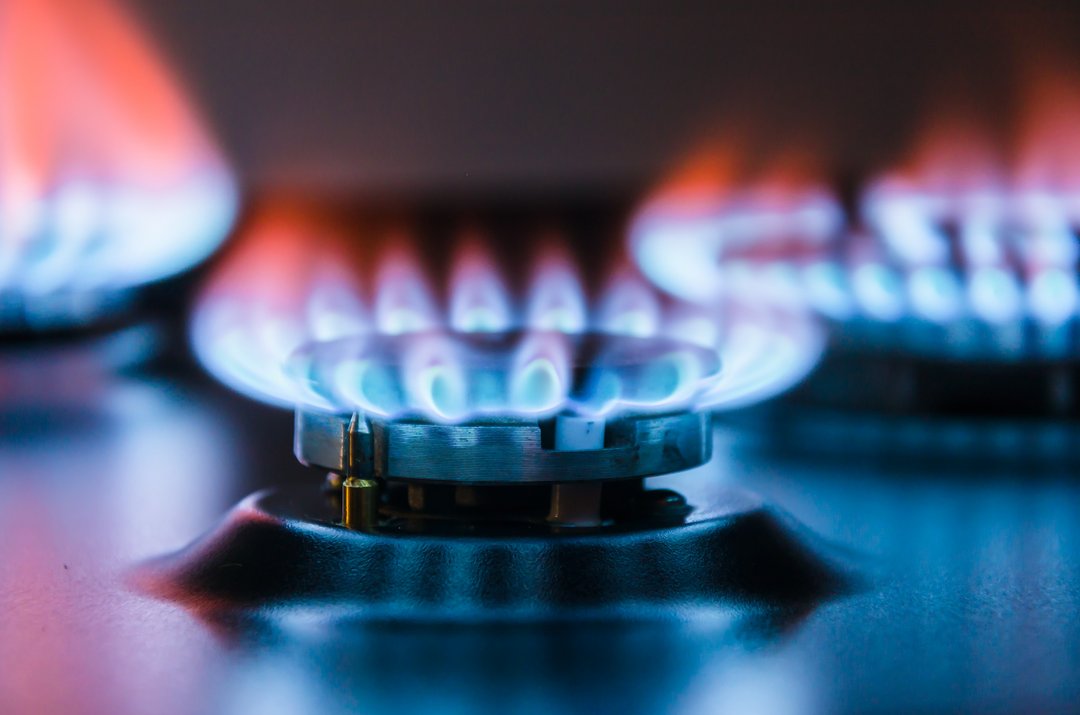 Gas Flammen auf einem Herd